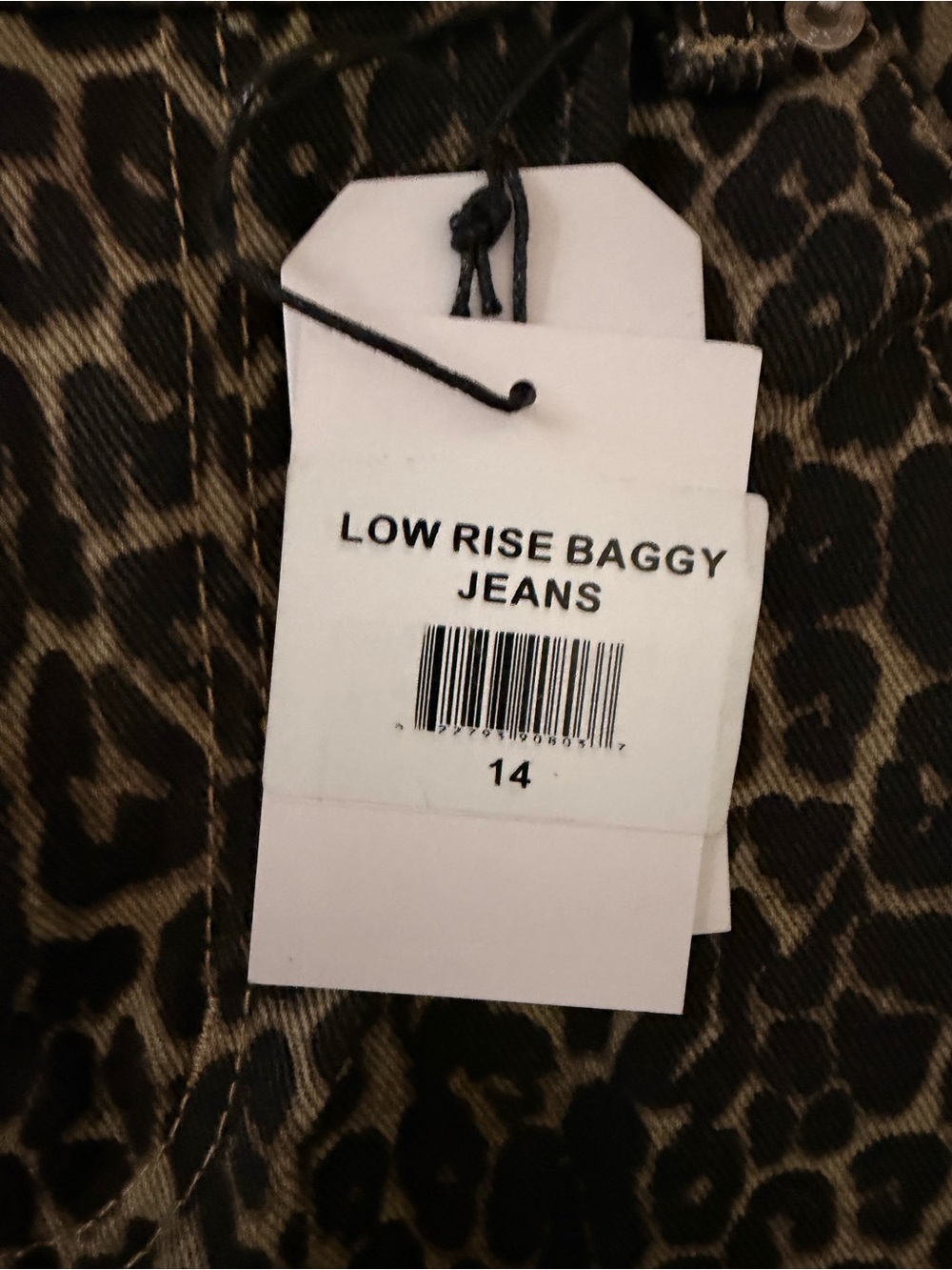 New Leopard Print Wide-Leg Baggt Women’s Jeans - Black & Tan Size 14 - Picture 4 of 4